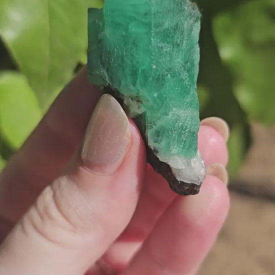 26g!! Raw Emerald Crystal w Sparkling Black Biotite, Chitral Pakistan, Rare Terminated Beryl, Green, Gemstone Collection, Jewelry, Rough Gem