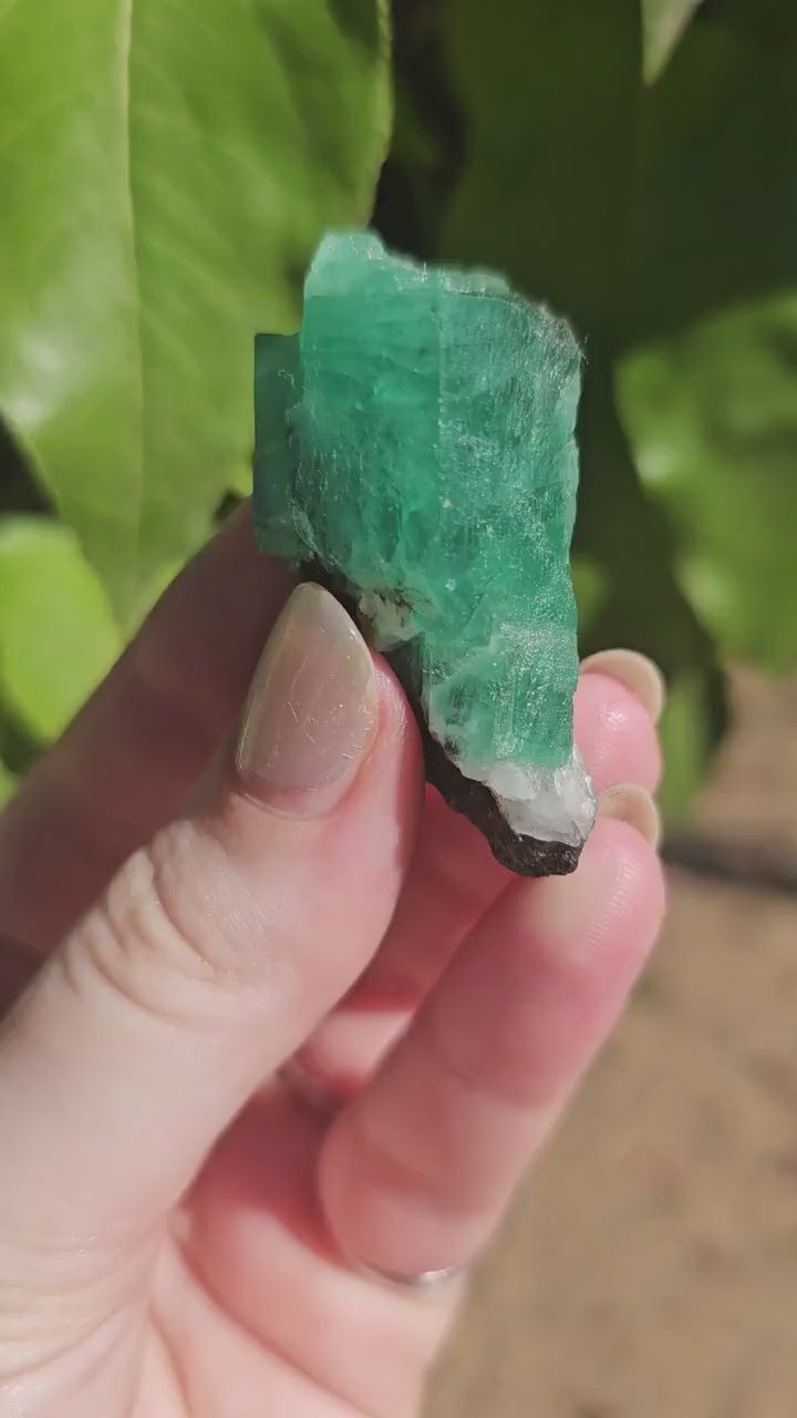 26g!! Raw Emerald Crystal w Sparkling Black Biotite, Chitral Pakistan, Rare Terminated Beryl, Green, Gemstone Collection, Jewelry, Rough Gem