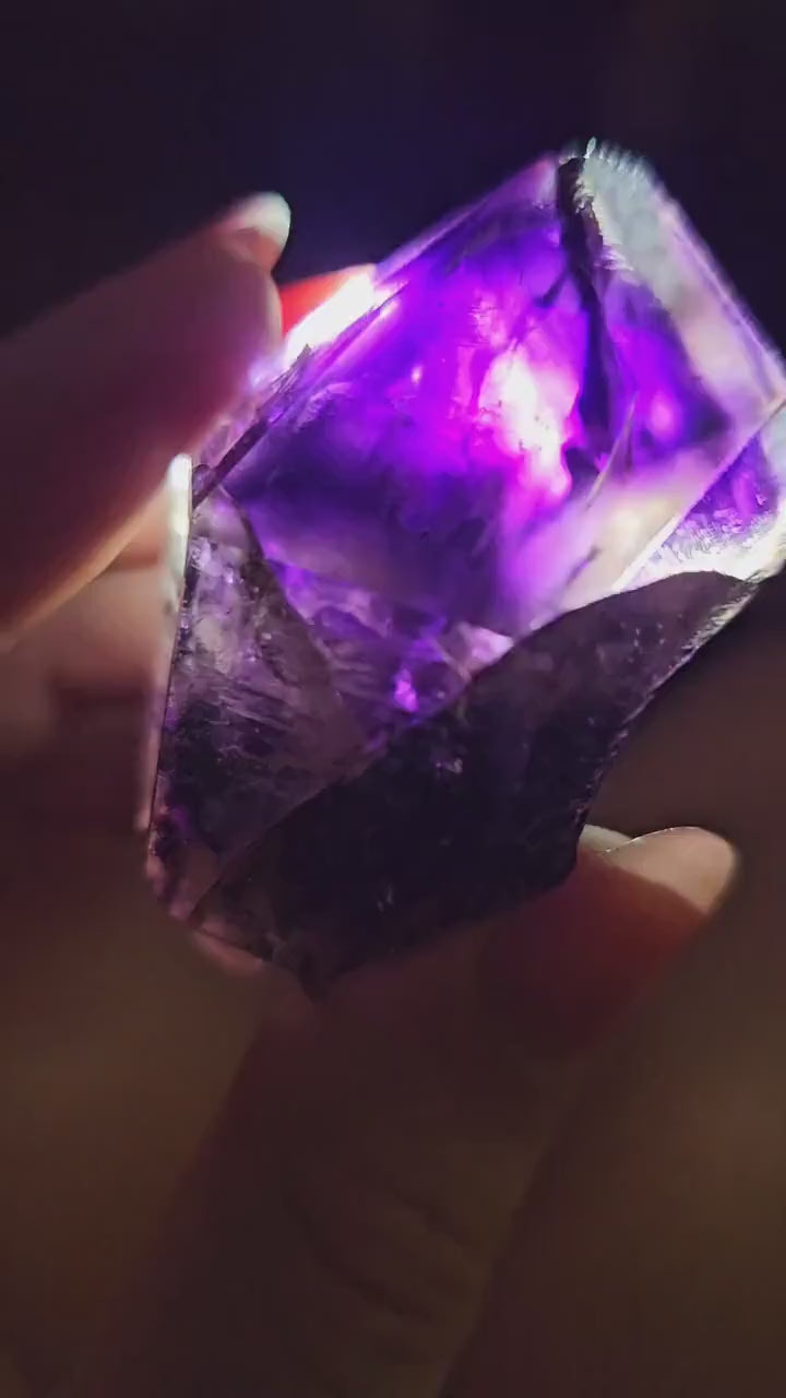 Jelly Purple Blue Shangaan Saturated Amethyst Crystal, Raw Rare High End Quartz Scepter | Terminated Elestial Phantom Crystal from Zimbabwe