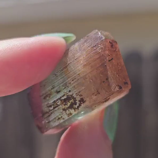RESERVED Tourmaline Crystal, Double Terminated, 18.2g, Tricolor Gemstone, Uncleaned, Blue Purple and Orange Pink, Rare Colors, High End