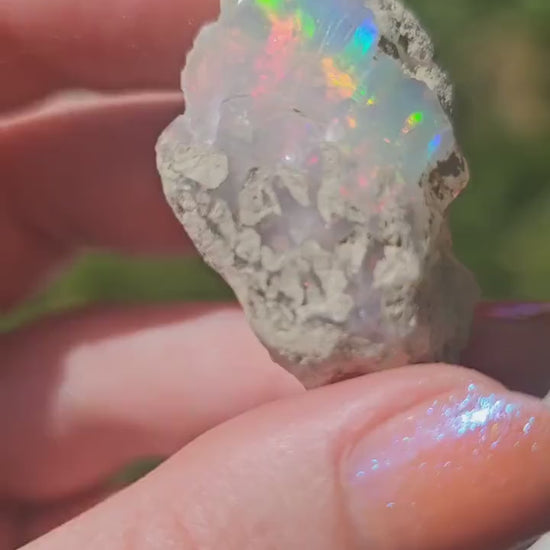 Large Raw Opal, 9.4g Rough Rare Mineral Specimen, Rainbow Flashy Gem, Multicolored, Welo Ethiopia, Newer find, Opal with Matrix, Collectable