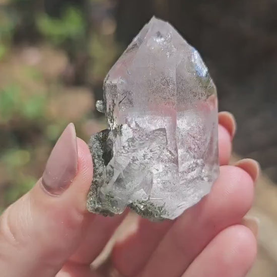 Clear Himalayan Quartz Point with Green Chlorite Inclusions