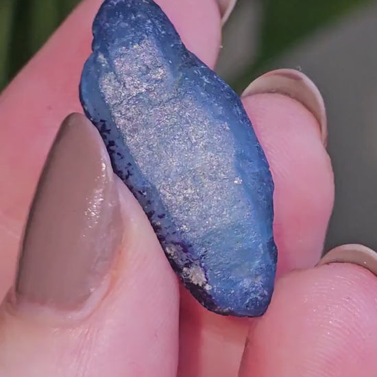 Double Terminated Floater Afghanite Crystal, with Azurite Inclusions, Rare Raw UV Gemstone