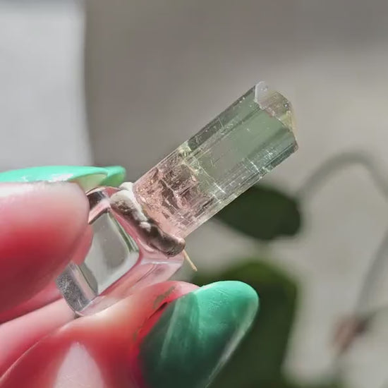 Tricolor Tourmaline Crystal, 9ct Raw Terminated Elbaite, Rare Gemstone, Perfect Termination, Pink Yellow and Green Tourmaline, October Stone