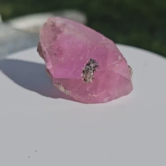 Cobaltoan Calcite Crystal Specimen, Double Terminated Hot Pink Rough Collector Specimen, Museum Grade