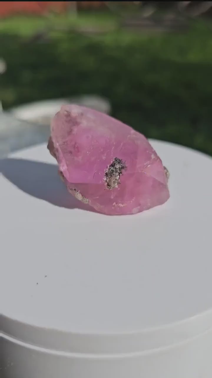 Cobaltoan Calcite Crystal Specimen, Double Terminated Hot Pink Rough Collector Specimen, Museum Grade
