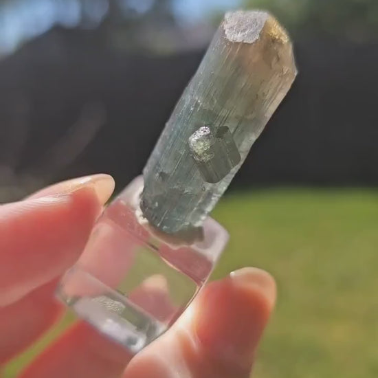 RESERVED for Jessy 9g Tourmaline Crystal from Brazil, Blue Indicolite with Yellow Cap, Terminated Rare Bicolor, Raw Elbaite Tourmaline