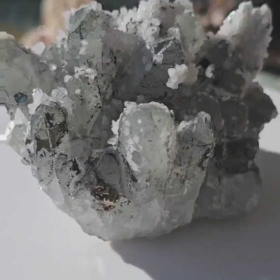 Raw Hematite Quartz with Pyrite and Calcite Druzy - Collector Crystal