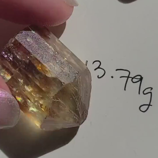 Golden Apatite from Durango, Mexico | Rare Raw High End Collector Gemstone | North American Fine Rough Mineral w Rainbows and Hematite