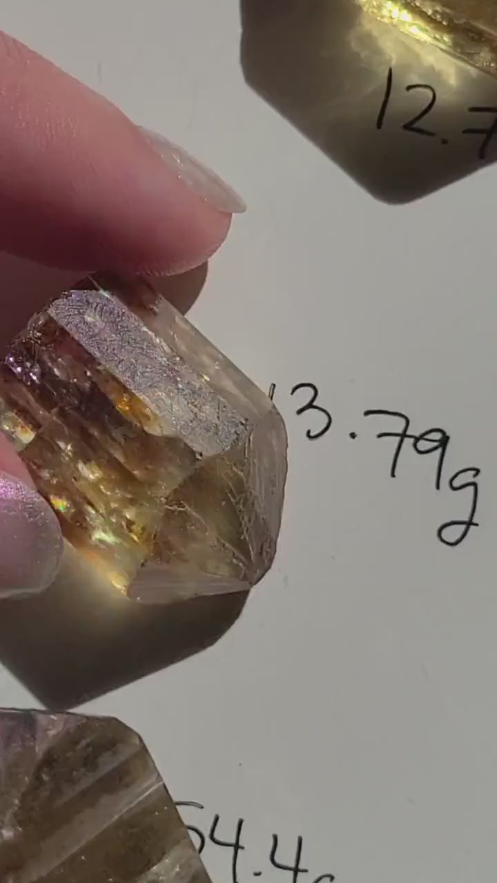 Golden Apatite from Durango, Mexico | Rare Raw High End Collector Gemstone | North American Fine Rough Mineral w Rainbows and Hematite