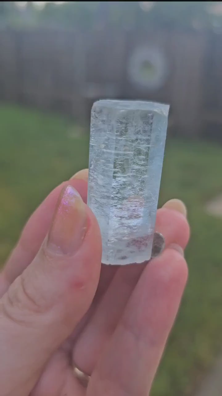 Aquamarine Specimen, Skardu Pakistan, Direct Ethically Sourced, Raw Rare Mineral, Beryl Crystal, with Silver Mica Attached, Terminated Gem