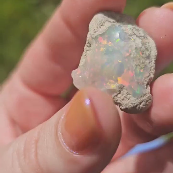Large Raw Opal, 5.3g Rough Rare Mineral Specimen, Rainbow Flashy Gem, Multicolored, Welo Ethiopia, Newer find, Opal with Matrix, Collectable