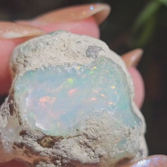 Large Raw Opal, 55ct/11g Rough Rare Rainbow Mineral Specimen, Flashy Gem, Multicolored, Welo Ethiopia, Newer find, Dry Stable Material