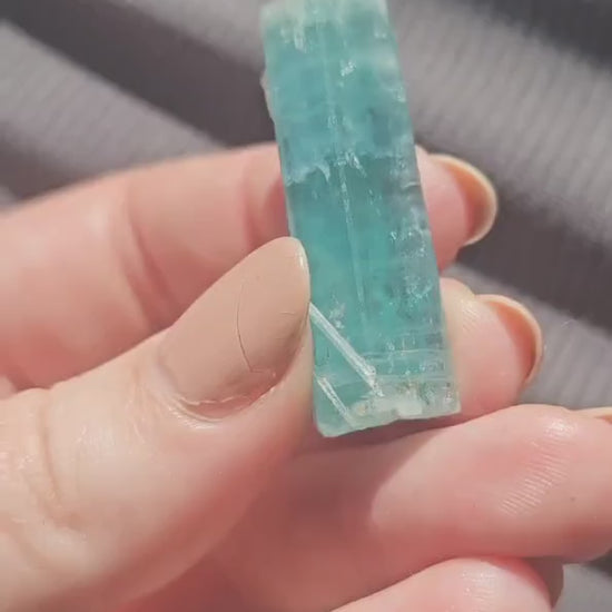 Glowy Teal Beryl, 48ct Neon Blue Green, Double Terminated, from Oyo State Nigeria