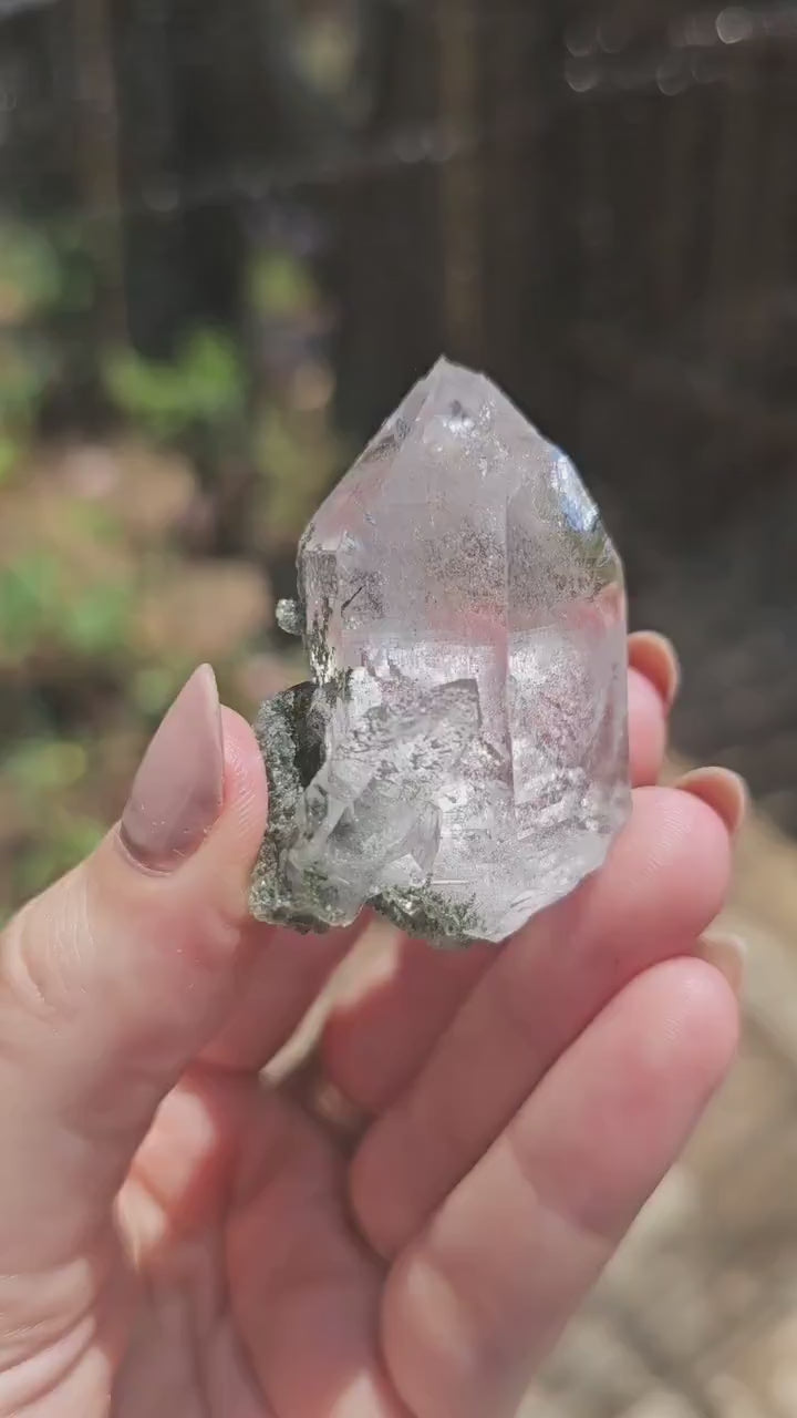 Clear Himalayan Quartz Point with Green Chlorite Inclusions