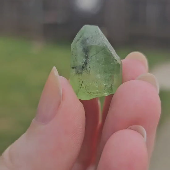 Gemmy Peridot Crystal, 6.1g, with Ludwigite Inclusions, High Grade, Raw Natural Gemstone, from Pakistan, August Birthstone, Earth Lover Gift