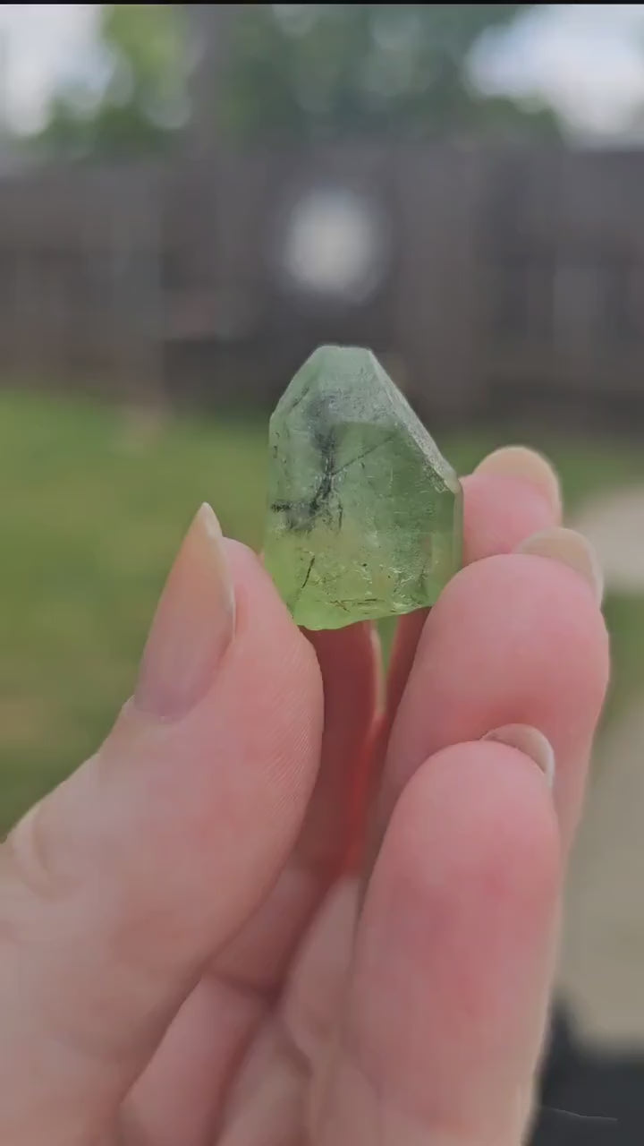 Gemmy Peridot Crystal, 6.1g, with Ludwigite Inclusions, High Grade, Raw Natural Gemstone, from Pakistan, August Birthstone, Earth Lover Gift