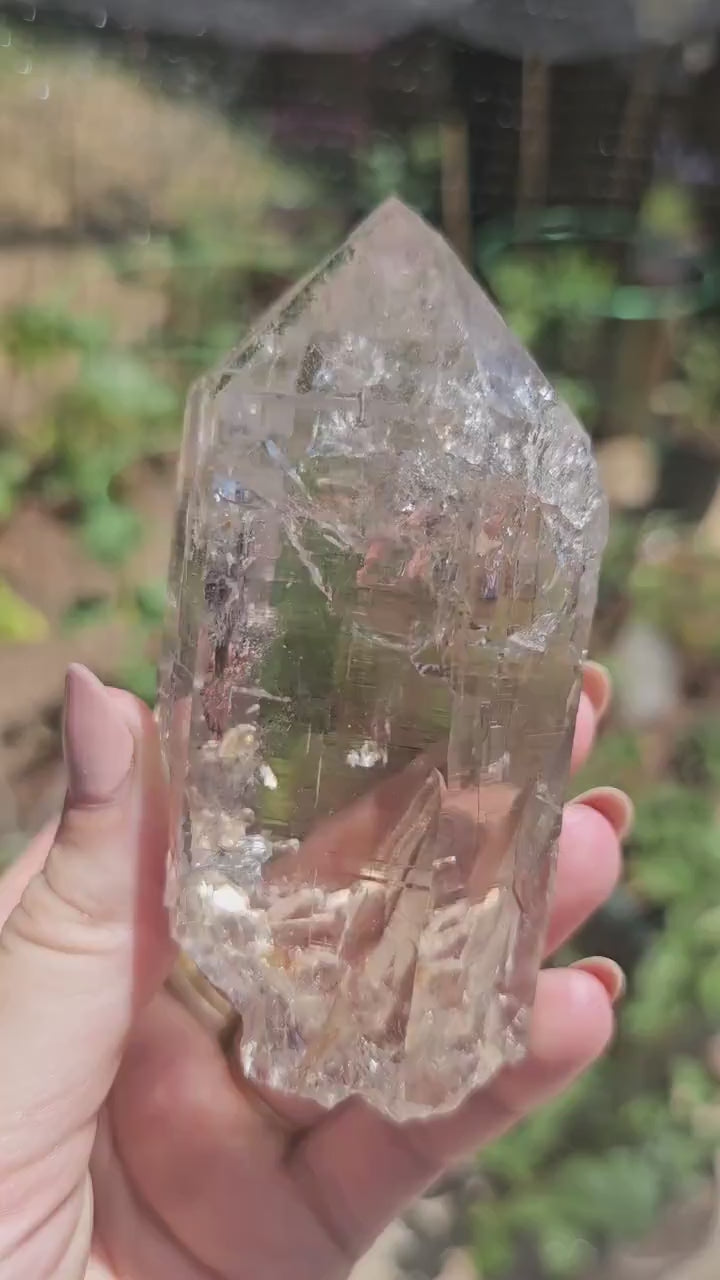 Clear Himalayan Quartz Point with Chlorite ~ New Find High Quality Large Single Point