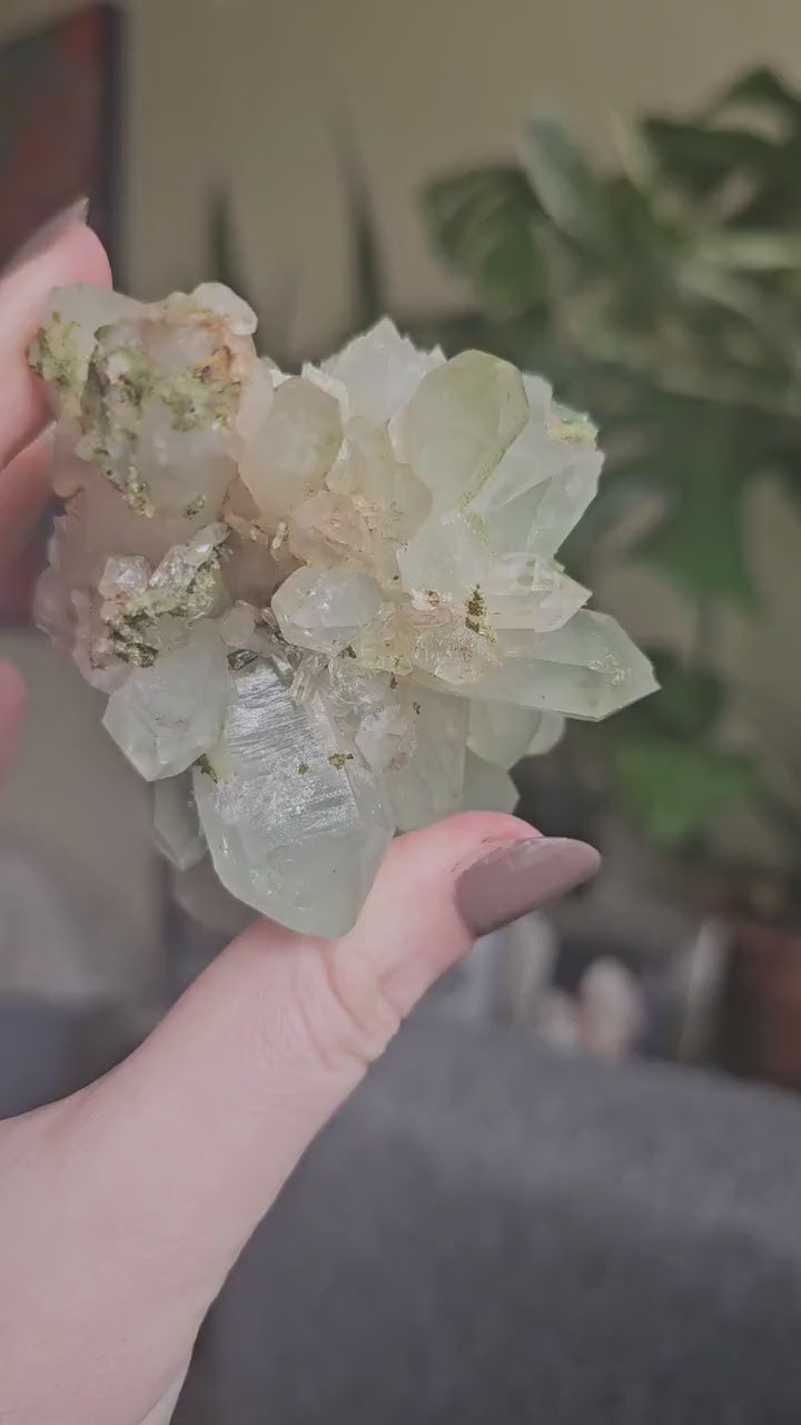 Very Rare Flowering Quartz with Fuschite and Chlorite Phantoms