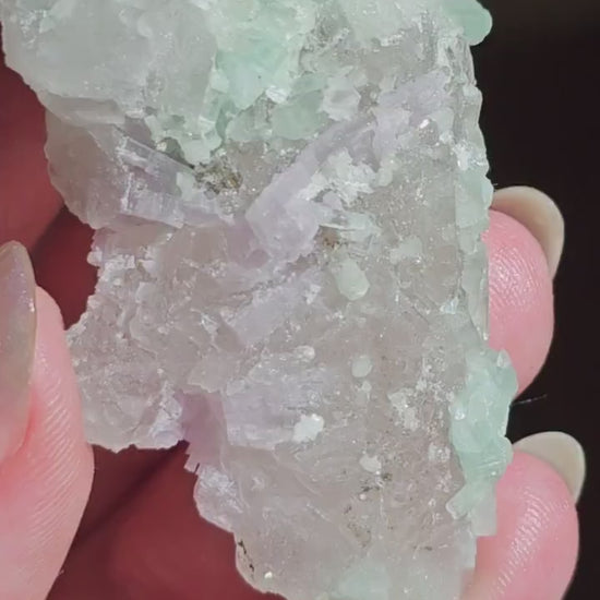 Frosted Elestial Quartz, Seafoam Baby Blue Tourmaline, Lepidolite Crystals | Tabular Elestial Crystal Combo, Laghman Mine, Rare, Collector