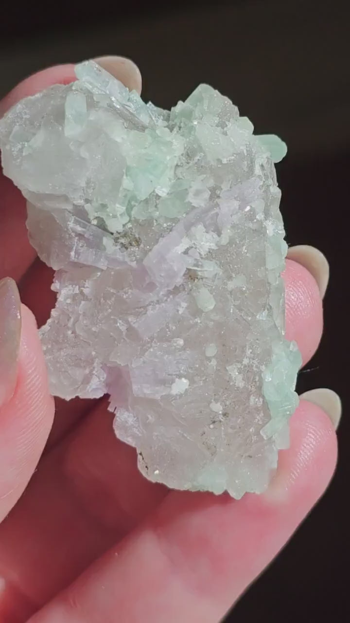 Frosted Elestial Quartz, Seafoam Baby Blue Tourmaline, Lepidolite Crystals | Tabular Elestial Crystal Combo, Laghman Mine, Rare, Collector