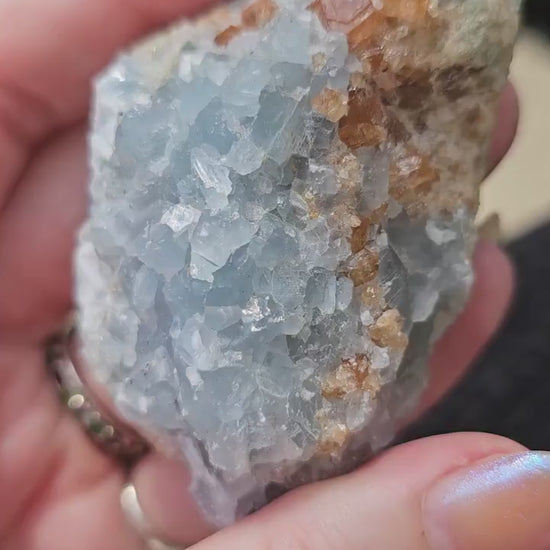 Orange Garnet on Blue Calcite, Rare Old Stock, Kenyan, Great Contrast, Rough Raw Mineral Collector Specimen, Unique January Birthstone