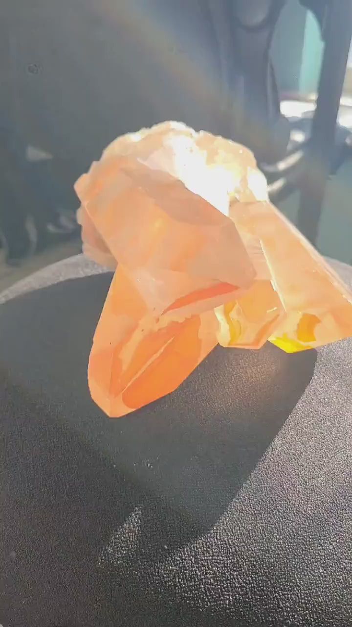 Large Tangerine Quartz Cluster, Brazilian Crystal Specimen, Earth Art Decor