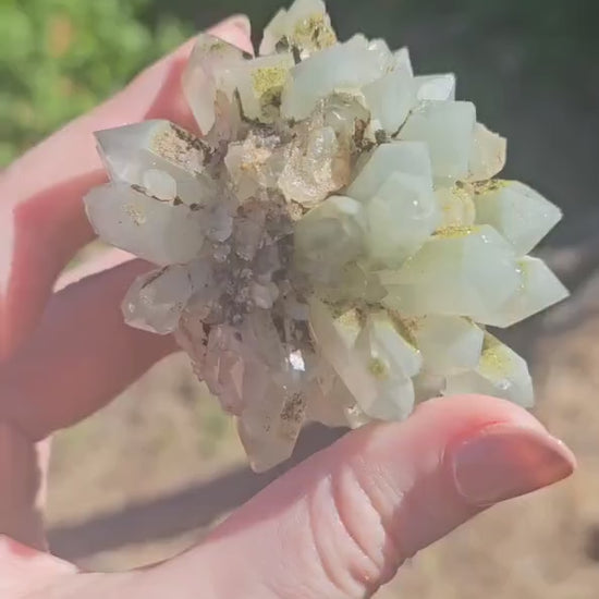 Epidote & Minty Blue Phantom Quartz ~ Very Rare Radial, Flowering Formation