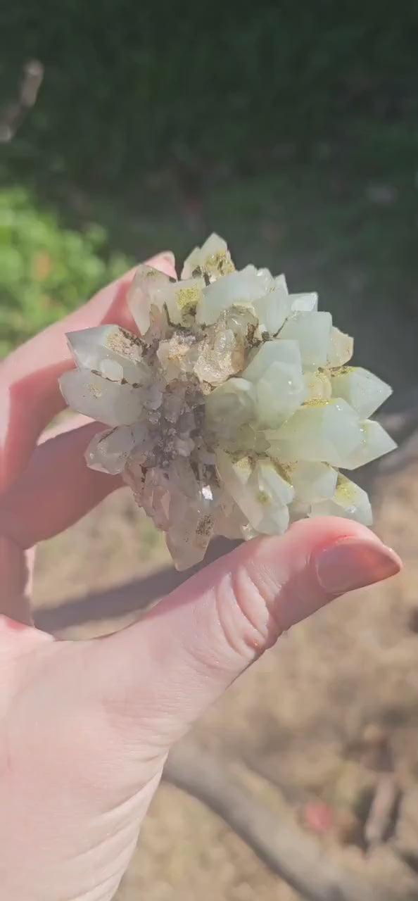 Epidote & Minty Blue Phantom Quartz ~ Very Rare Radial, Flowering Formation