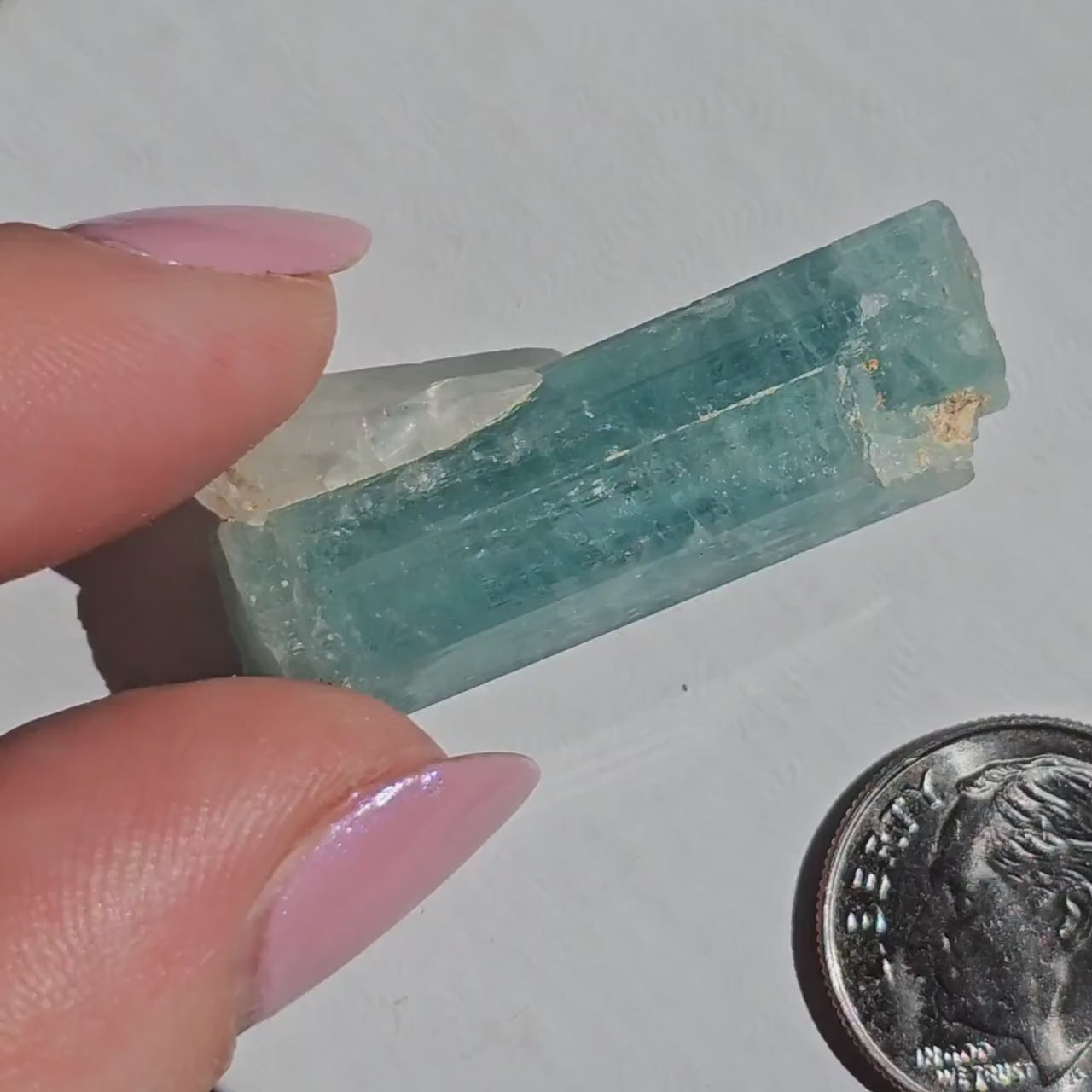 Emerald with Quartz, 40c Natural Terminated Crystal, Beautiful Earth, Rare Precious Beryl, Bright Neon Genuine Collector Gemstone, New Find