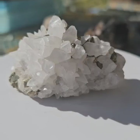 Snowy Calcite with Pyrite Crystals, Chihuahua Mexico, Self-Standing