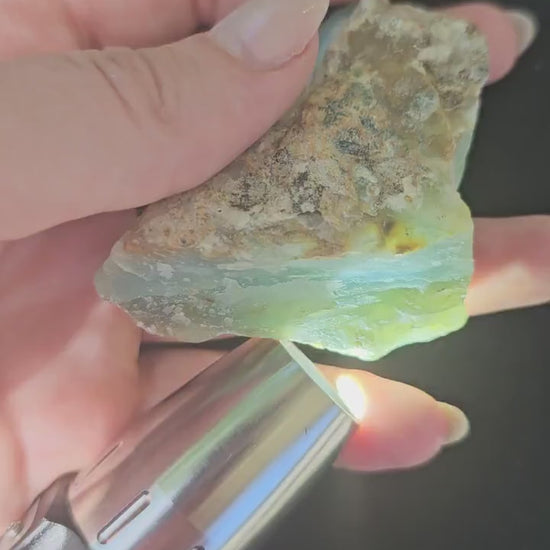 Raw Blue Opal from Peru, Rare Chunk of Translucent High Grade Lapidary Rough <100