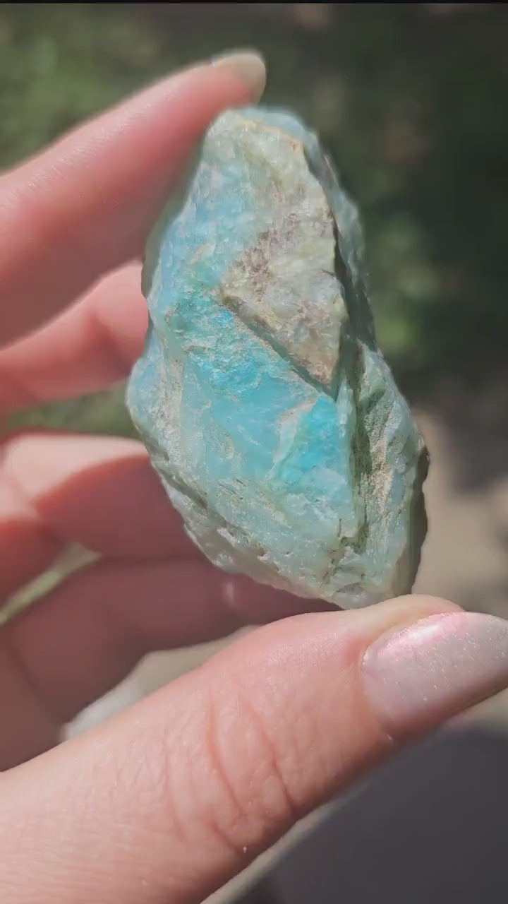 Raw Blue Opal from Peru, Rare Chunk of Translucent High Grade Lapidary Rough for Cutting, Polishing, Collection etc