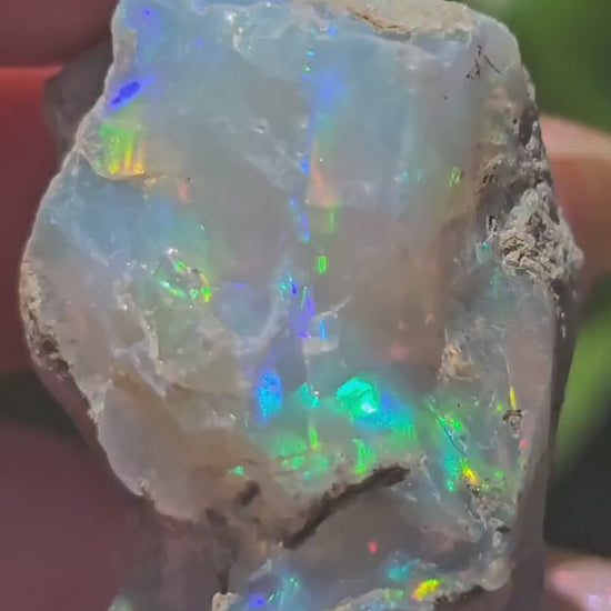 38ct Raw Opal, Rough Rare Rainbow Mineral Specimen, Rainbow Flashy Gem, Multicolored, Welo Ethiopia, Newer find, Opal w Matrix, Collectable