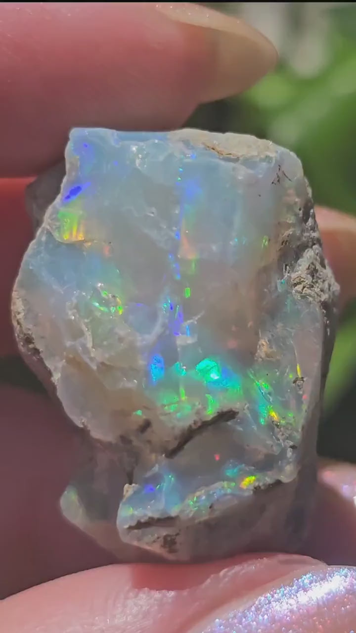38ct Raw Opal, Rough Rare Rainbow Mineral Specimen, Rainbow Flashy Gem, Multicolored, Welo Ethiopia, Newer find, Opal w Matrix, Collectable