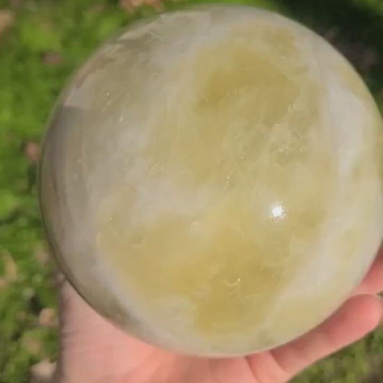 XL Natural Citrine Sphere | Large Natural Yellow Unheated Citrine Crystal