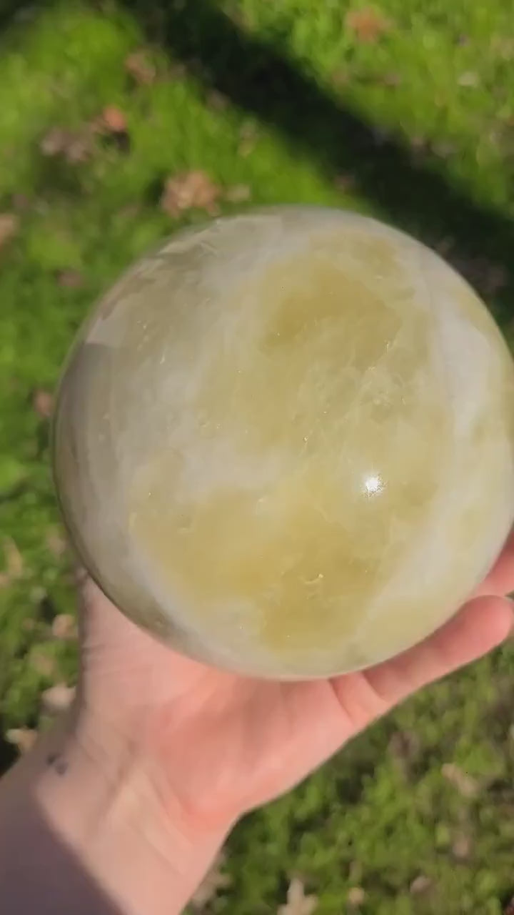 XL Natural Citrine Sphere | Large Natural Yellow Unheated Citrine Crystal