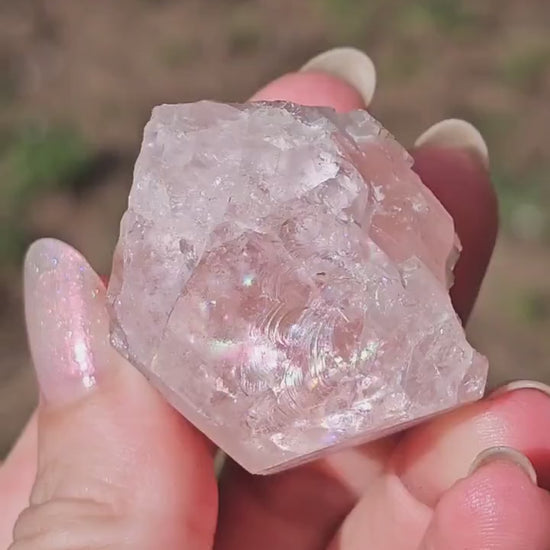 Big Raw Morganite Crystal / Terminated Pale Pink Beryl, Rare Rough Morganite Specimen from Skardu Pakistan, Double Terminated w Rainbows