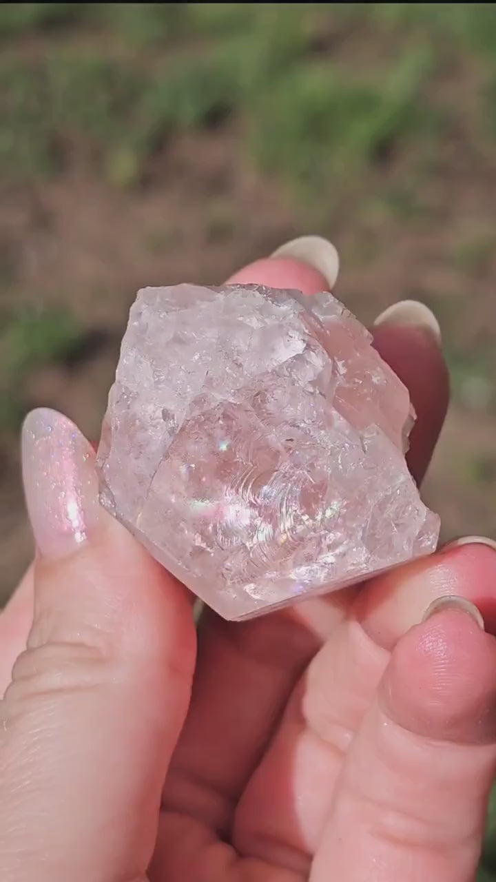 Big Raw Morganite Crystal / Terminated Pale Pink Beryl, Rare Rough Morganite Specimen from Skardu Pakistan, Double Terminated w Rainbows